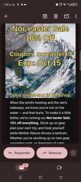NOREASTER10 coupon verification screenshot
