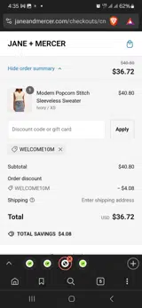 Welcome10m coupon verification screenshot