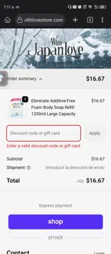 Japan With Love coupon verification screenshot