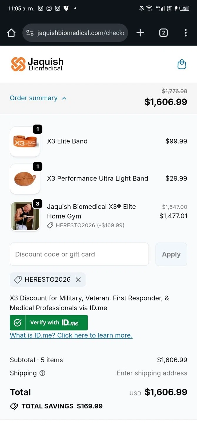 Jaquish Biomedical checkout page showing Jaquish Biomedical discount code box | Screenshot taken by SimplyCodes community member on Dec 31, 2025