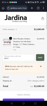 EB18 coupon verification screenshot