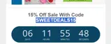 SWEETDEALS15 coupon verification screenshot