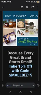 SMALLBIZ15 coupon verification screenshot