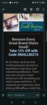 SMALLBIZ15 coupon verification screenshot