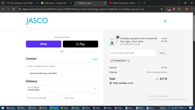 Jasco checkout page showing Jasco discount code box | Screenshot taken by SimplyCodes community member on Sep 3, 2025