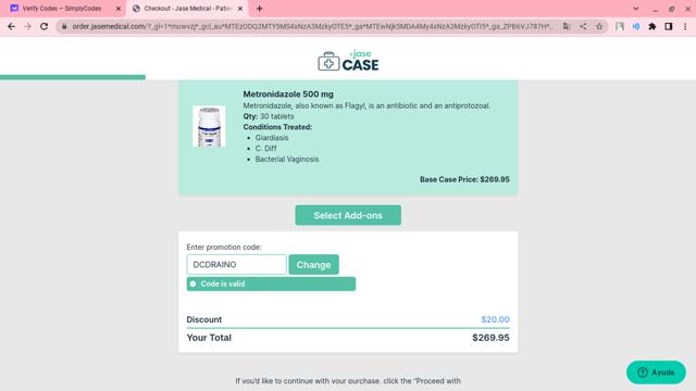 JASE Medical checkout page showing JASE Medical promo code box | Screenshot taken by SimplyCodes community member on Feb 8, 2024
