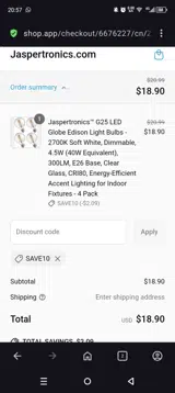SAVE10 coupon verification screenshot