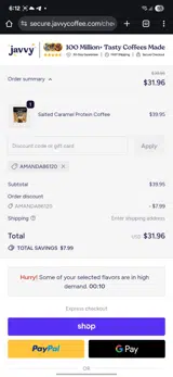 AMANDA86120 coupon verification screenshot