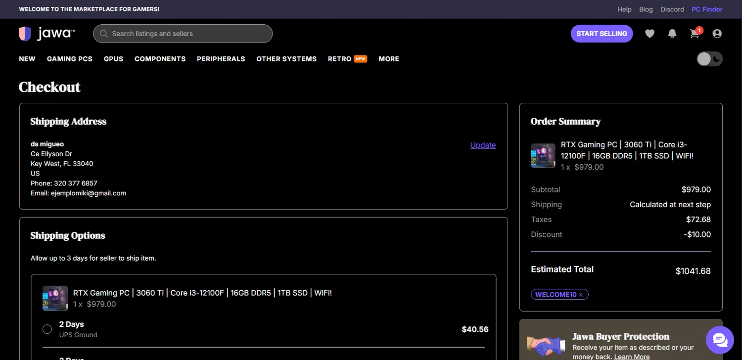 Jawa checkout page showing Jawa discount code box | Screenshot taken by SimplyCodes community member on Jan 15, 2026