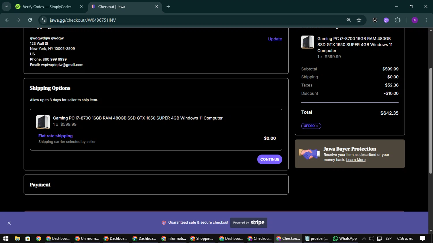Jawa discount code screenshot showing code UFD10 applied at Jawa checkout page. Uploaded by SimplyCodes community member CoinElite8997 on Nov 21, 2025
