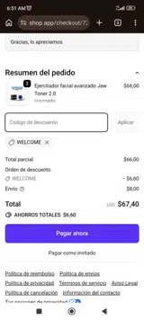 WELCOME coupon verification screenshot