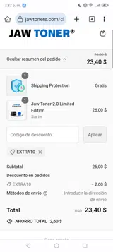 EXTRA10 coupon verification screenshot