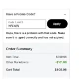 Jacksonville Jaguars coupon verification screenshot