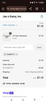 HONEY10 coupon verification screenshot