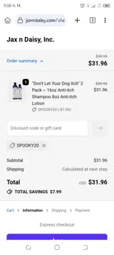 SPOOKY20 coupon verification screenshot