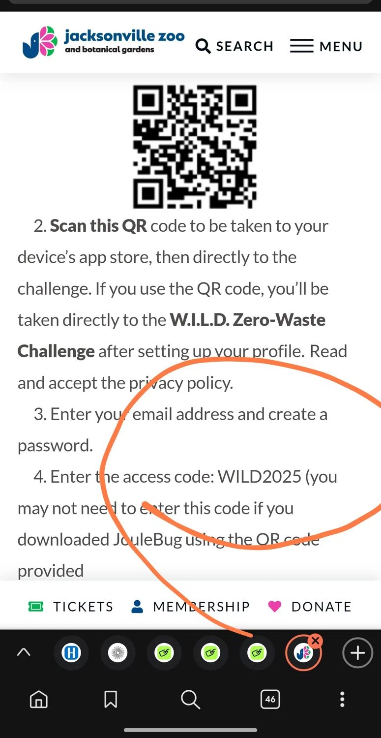 Jacksonville Zoo and Gardens discount code screenshot showing code WILD2025 applied at Jacksonville Zoo and Gardens checkout page. Uploaded by SimplyCodes community member Dejadepicharme on Dec 21, 2025