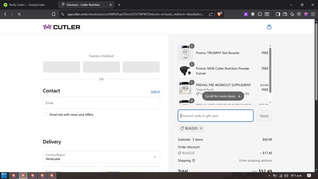 Jay Cutler checkout page showing Jay Cutler discount code box | Screenshot taken by SimplyCodes community member on Sep 7, 2025