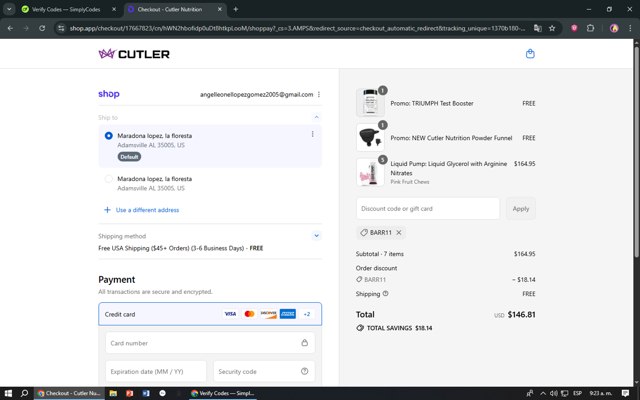 Jay Cutler checkout page showing Jay Cutler discount code box | Screenshot taken by SimplyCodes community member on Sep 7, 2025