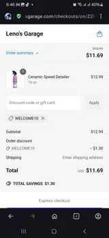 Jay Leno's Garage coupon verification screenshot