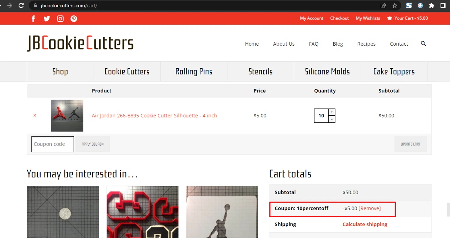 how to use JB Cookie Cutters coupons