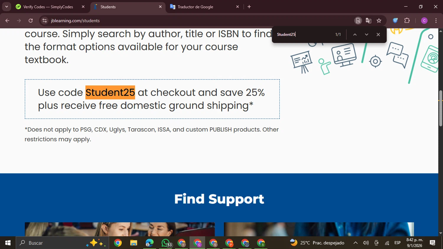 Jones & Bartlett Learning checkout page showing Jones & Bartlett Learning promo code box | Screenshot taken by SimplyCodes community member on Jan 10, 2026