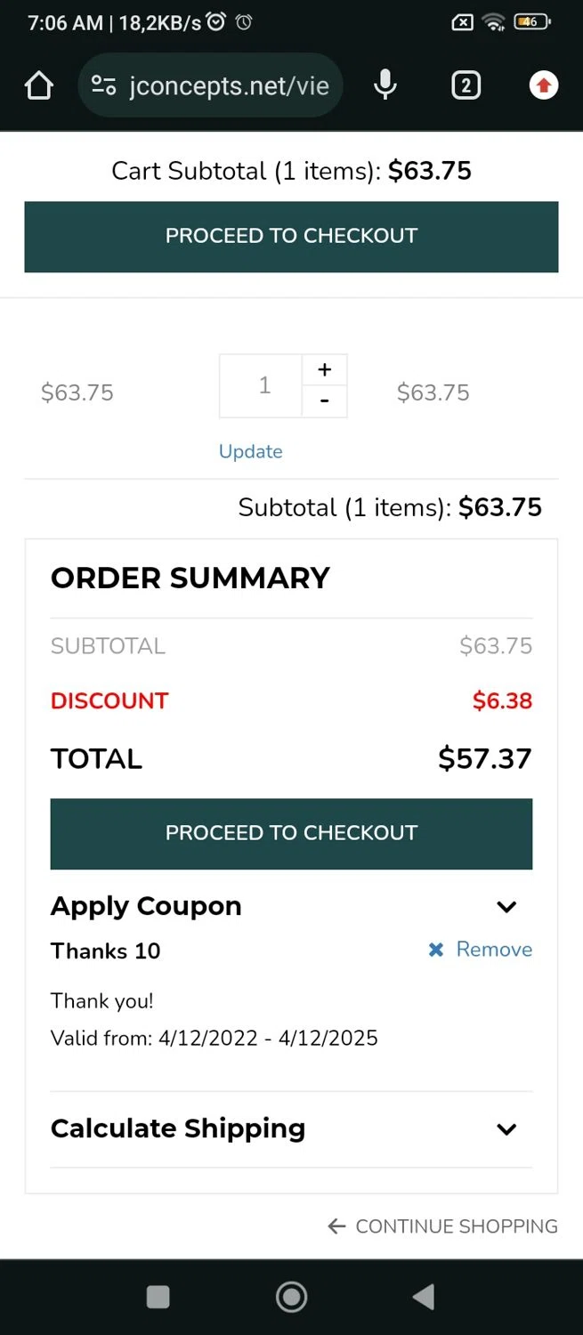 where to use JConcepts promo code box