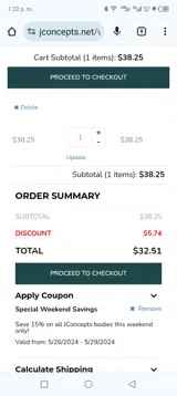 JConcepts coupon verification screenshot