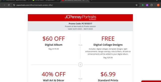 JCPenney Portraits checkout page showing JCPenney Portraits promo code box | Screenshot taken by SimplyCodes community member on Aug 19, 2025