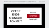 GREAT20 coupon verification screenshot