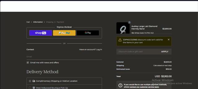 Jean Dousset checkout page showing Jean Dousset promo code box | Screenshot taken by SimplyCodes community member on Jun 4, 2024