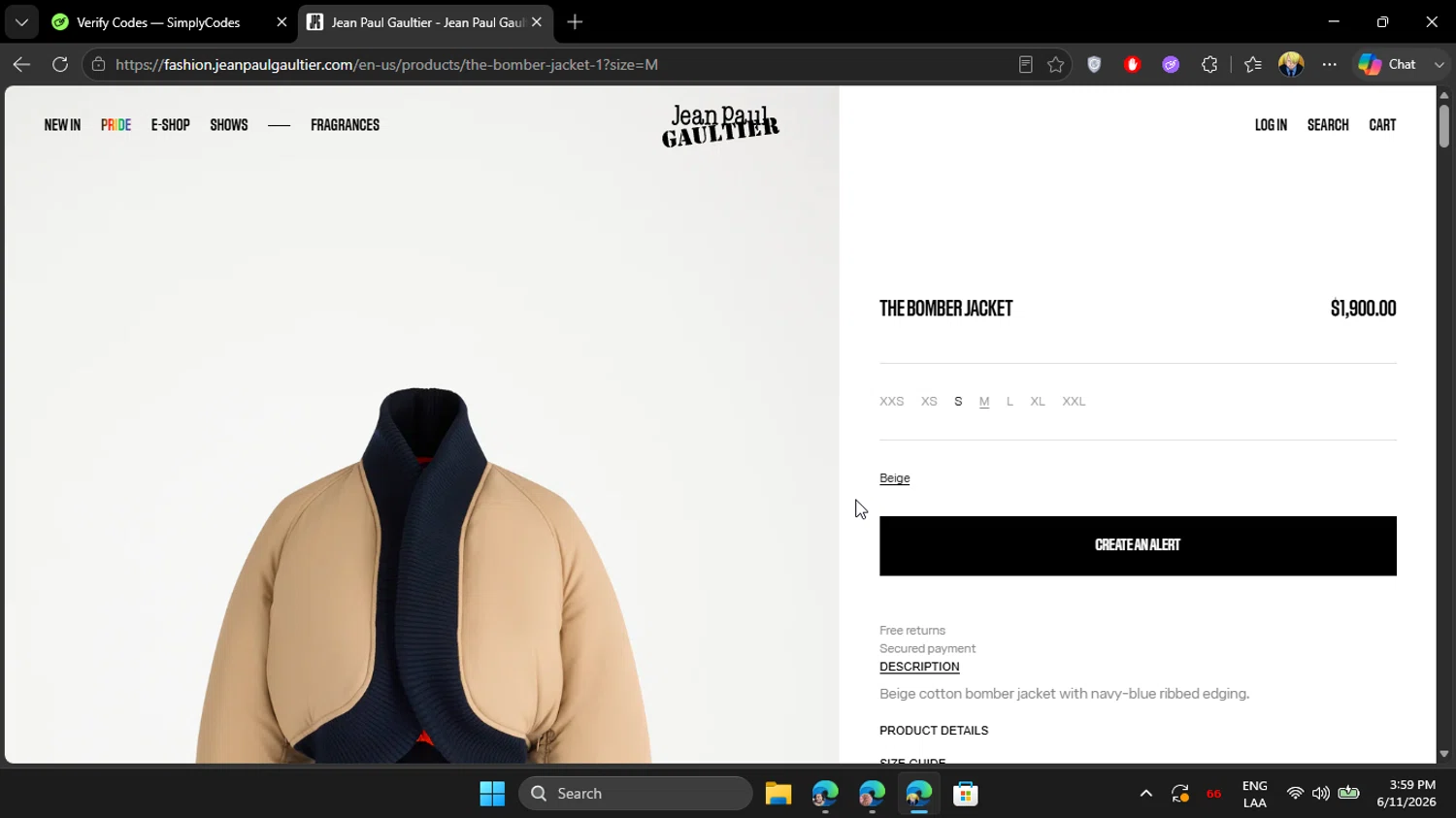 Verification screenshot for Free Gift Storewide at Jean Paul Gaultier - 52d ago