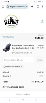 JeepHut coupon verification screenshot