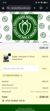 Jeffrey's Horse and Hounds coupon verification screenshot