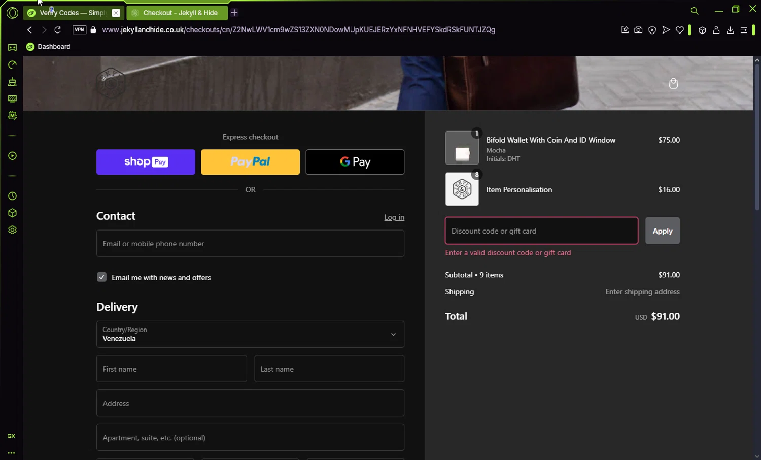 Jekyll and Hide UK promo code screenshot showing code YOU20 applied at Jekyll and Hide UK checkout page. Uploaded by SimplyCodes community member Jisus007 on Jan 28, 2025