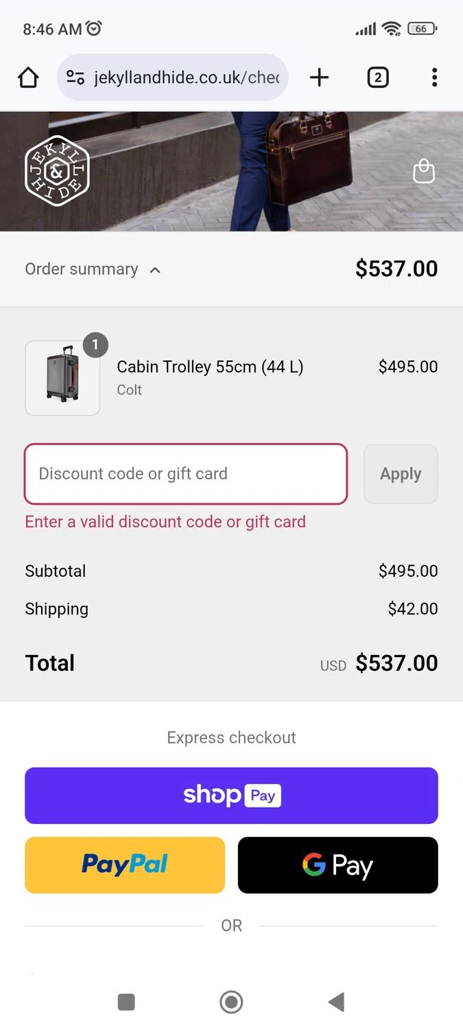 Jekyll and Hide UK promo code screenshot showing code CODE10 applied at Jekyll and Hide UK checkout page. Uploaded by SimplyCodes community member Richard251 on Jul 12, 2025