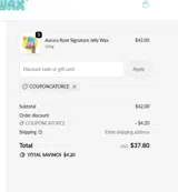 Jelly Wax coupon verification screenshot