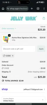 Jelly Wax coupon verification screenshot