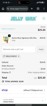 Jelly Wax coupon verification screenshot