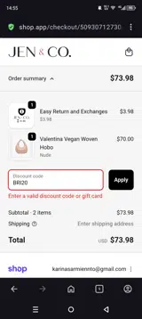 Jen & Co. coupon verification screenshot