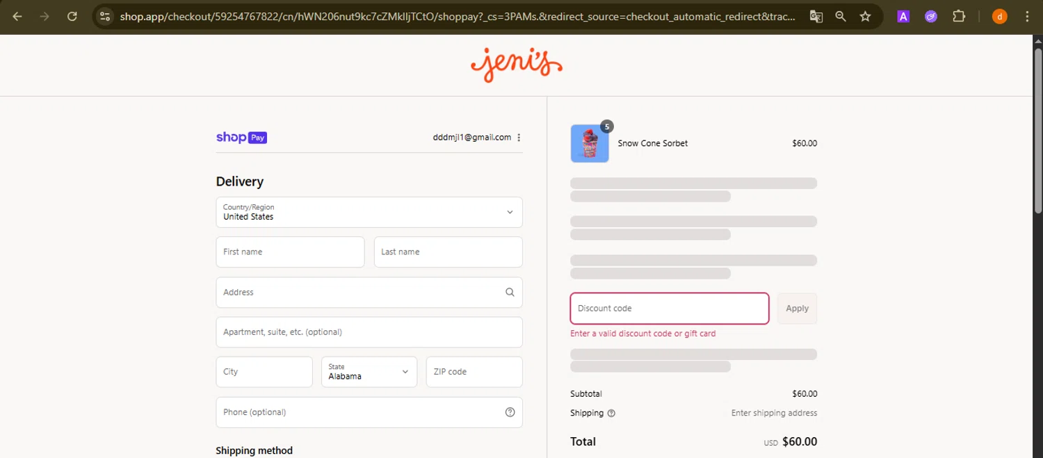 Jeni's Splendid Ice Creams promo code screenshot showing code SKIMM15 applied at Jeni's Splendid Ice Creams checkout page. Uploaded by SimplyCodes community member PennyAdmiral6960 on Aug 20, 2025