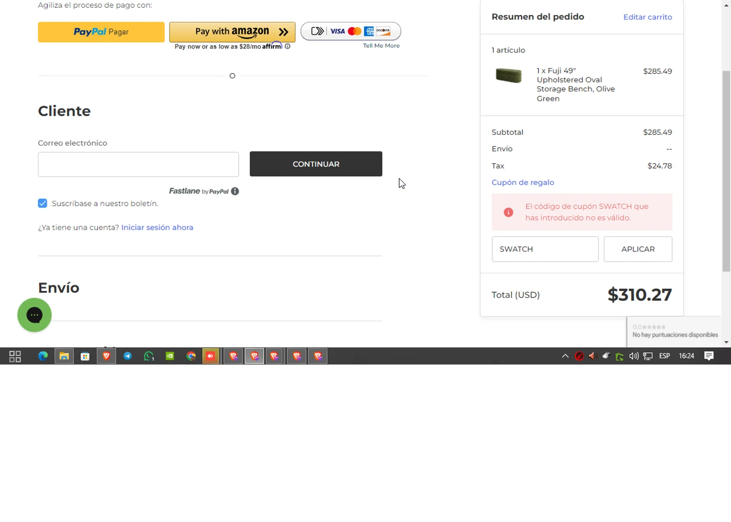 Jennifer Taylor Home promo code screenshot showing code SWATCH applied at Jennifer Taylor Home checkout page. Uploaded by SimplyCodes community member Doomslayer on Jan 7, 2025