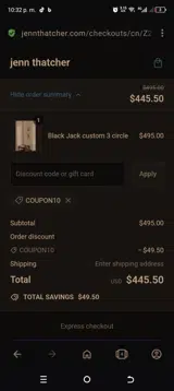 Coupon10 coupon verification screenshot