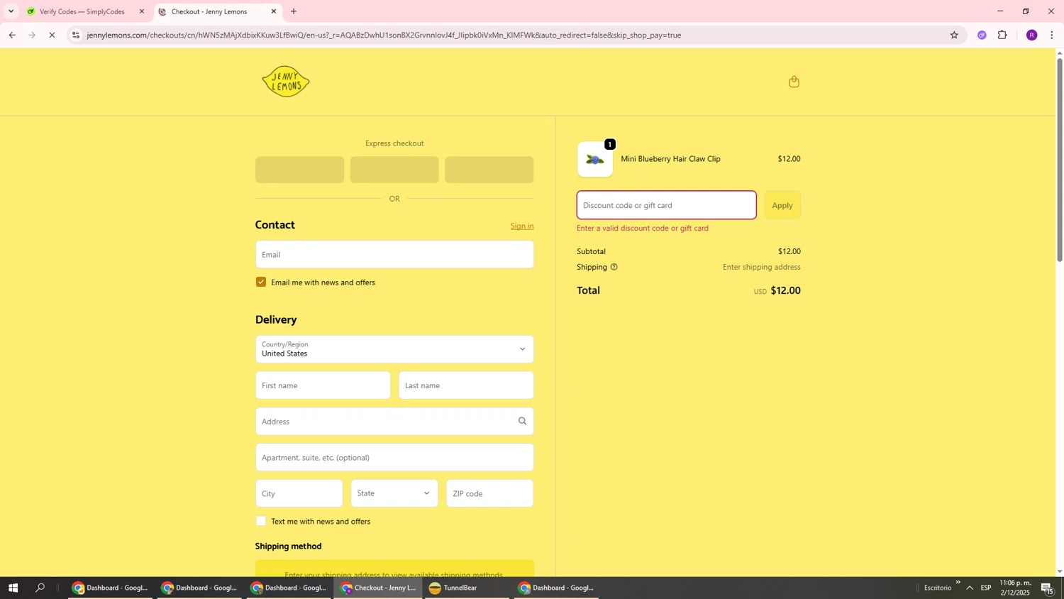 Jenny Lemons discount code screenshot showing code STUFFED applied at Jenny Lemons checkout page. Uploaded by SimplyCodes community member ukemochi on Dec 3, 2025