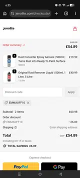 Emmaoff10 coupon verification screenshot