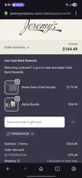 Pendragon coupon verification screenshot