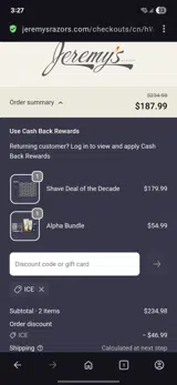 Ice coupon verification screenshot