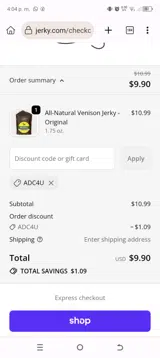 ADC4u coupon verification screenshot