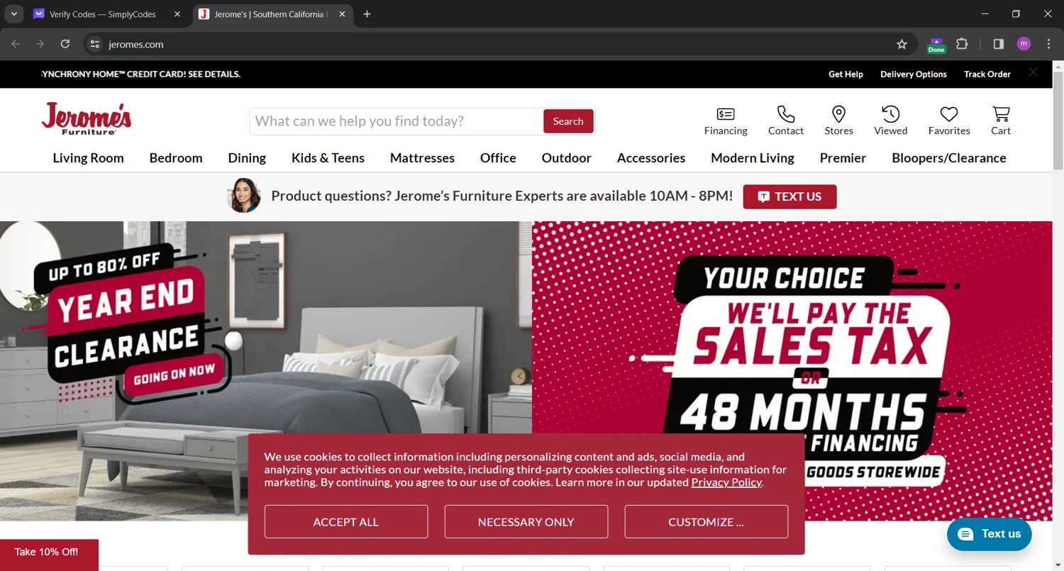Jerome's checkout page showing Jerome's discount code box | Screenshot taken by SimplyCodes community member on Jan 9, 2024