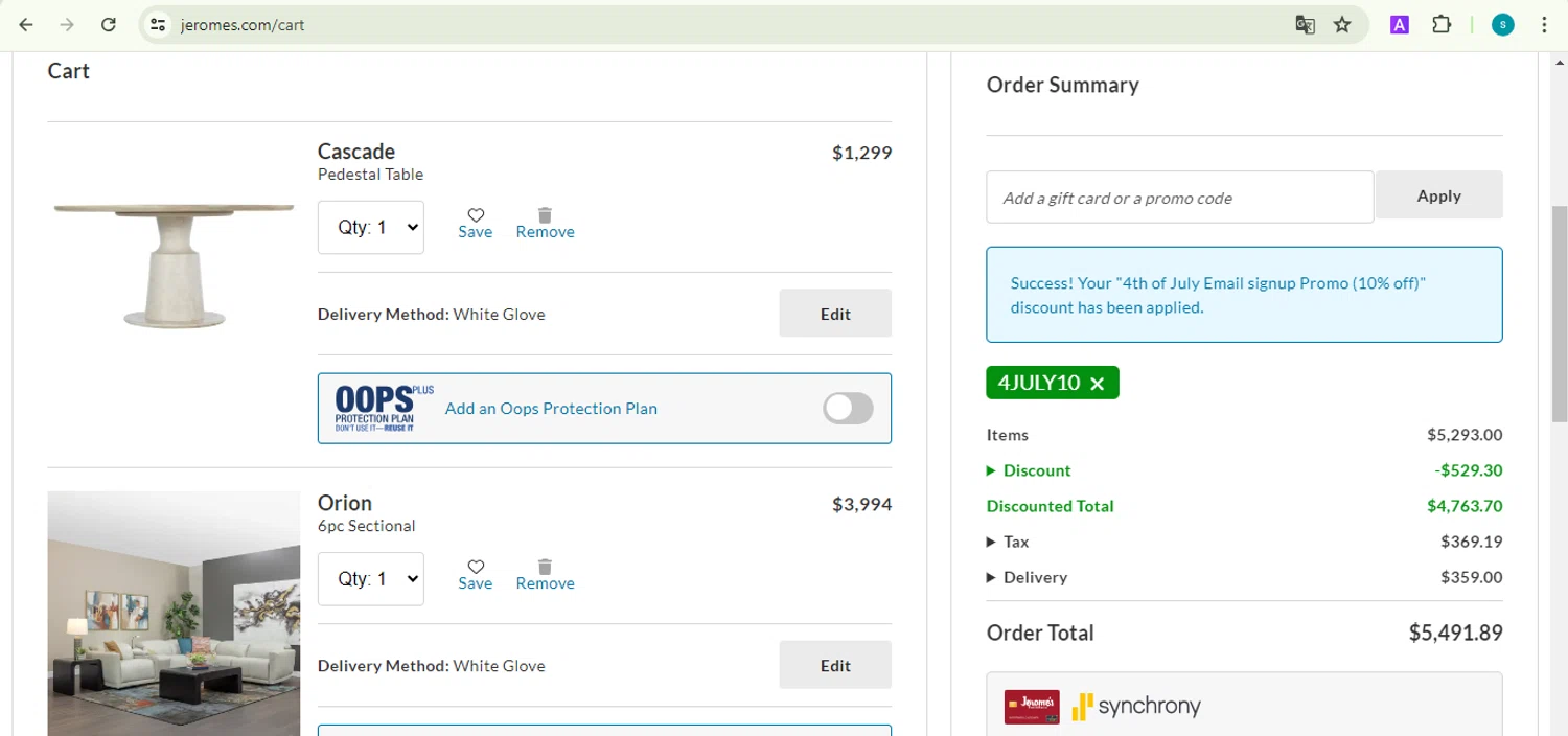 Jerome's checkout page showing Jerome's discount code box | Screenshot taken by SimplyCodes community member on Jun 22, 2024