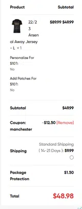 MANCHESTER coupon verification screenshot